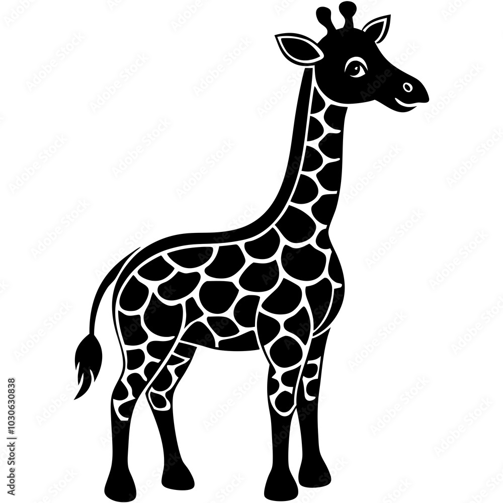 Obraz premium cute Giraffe vector silhouette on white background