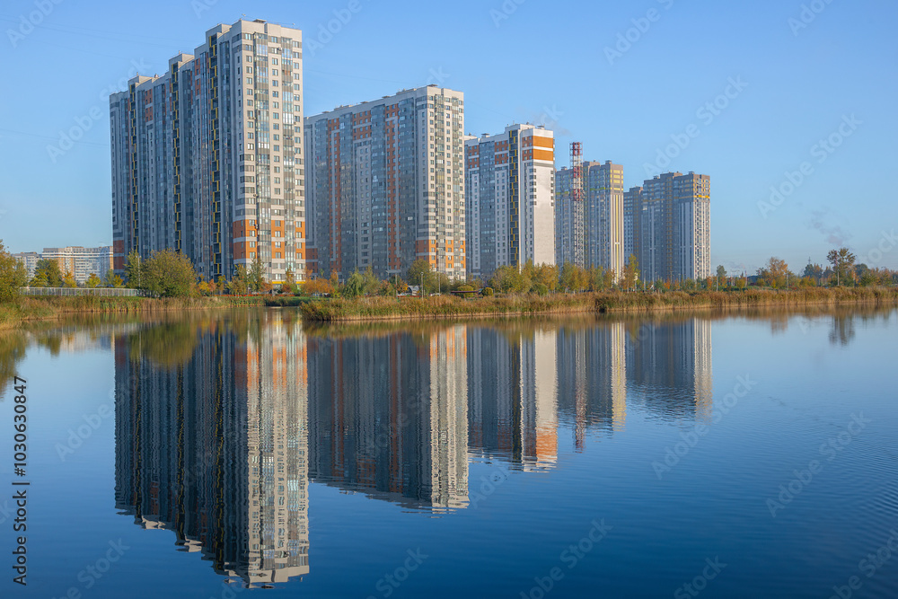 The geometry of modern residential buildings. Saint Petersburg, Russia The geometry of modern residential buildings. Saint Petersburg, Russia