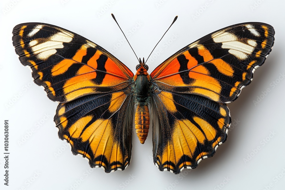 tiger butterfly with orange and black striped wings