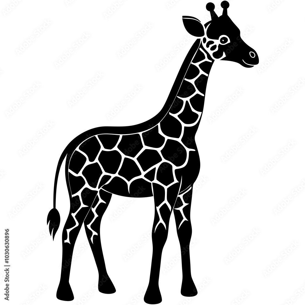Naklejka premium cute Giraffe vector silhouette on white background