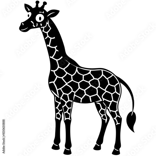 cute Giraffe vector silhouette on white background