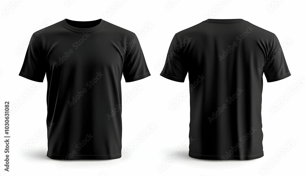 Blank black t-shirt mockup - front and back view. Blank black t-shirt mockup - front and back view.