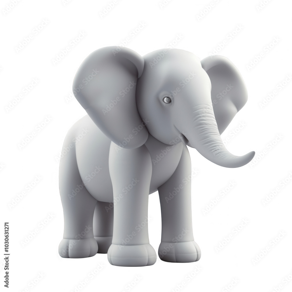 PNG elephant standing 3d icon, cartoon style minimal on transparent, isolate on white background PNG elephant standing 3d icon, cartoon style minimal on transparent, isolate on white background