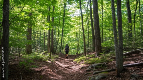 Hiker on a Forest Path