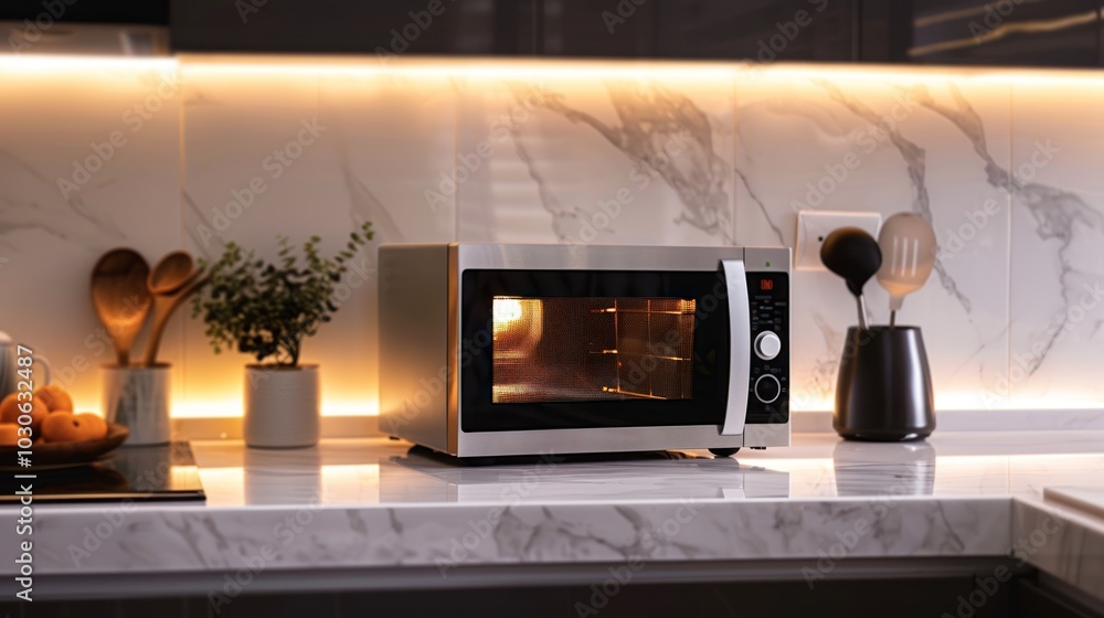 Microwave in a Modern Kitchen Microwave in a Modern Kitchen
