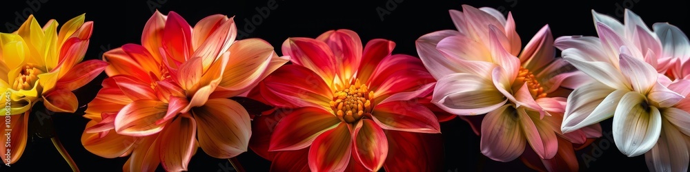 Fresh Flowers Arranged on a Black Background, Perfect for Beauty and Wellness Concepts Generative AI Fresh Flowers Arranged on a Black Background, Perfect for Beauty and Wellness Concepts Generative AI
