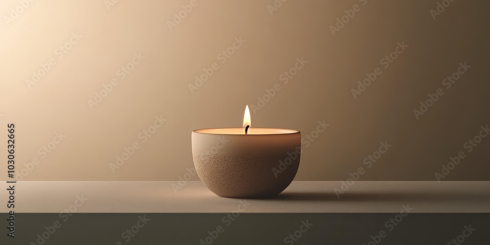Unlit candle in minimalist holder representing calm and serenity, simple and elegant decor concept for peaceful and relaxing atmosphere. Unlit candle in minimalist holder representing calm and serenity, simple and elegant decor concept for peaceful and relaxing atmosphere.