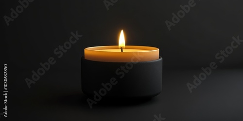 Unlit candle in minimalist holder representing calm and serenity, simple and elegant decor concept for peaceful and relaxing atmosphere.