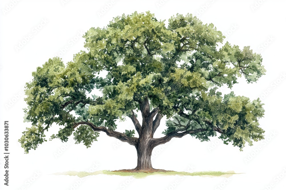 Majestic oak tree with lush green foliage Majestic oak tree with lush green foliage