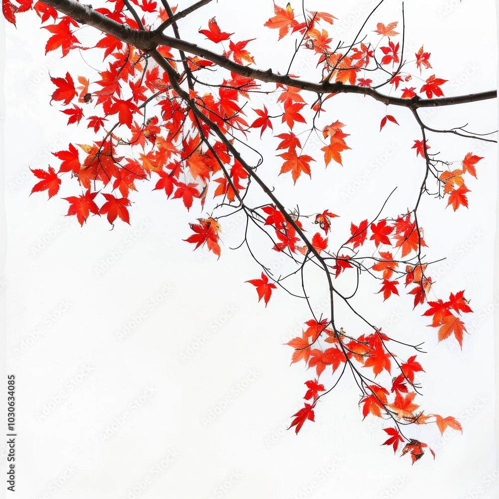 Maple Tree with Leaves and Branches on White Background Generative AI Maple Tree with Leaves and Branches on White Background Generative AI