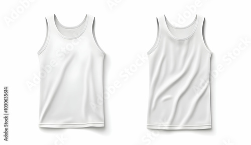 Mockup of a white sleeveless t-shirt, front and back views.