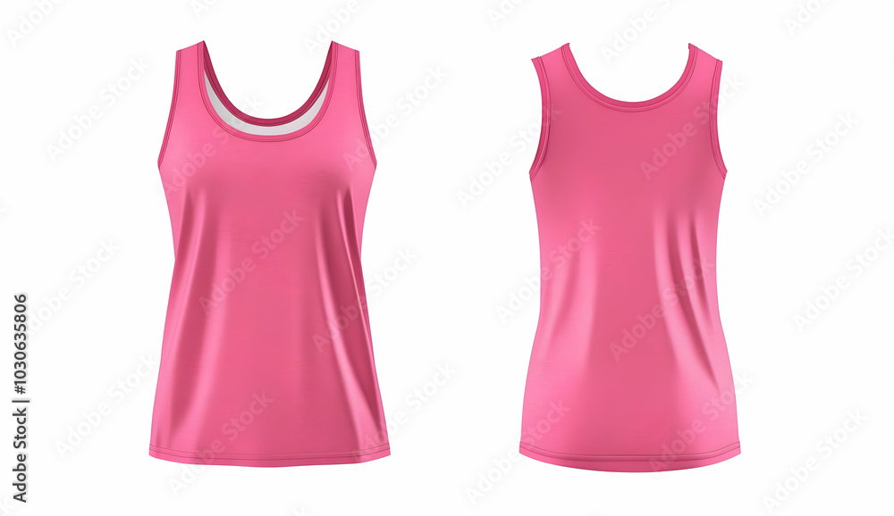 Pink sleeveless shirt mockup isolated on white background. Pink sleeveless shirt mockup isolated on white background.