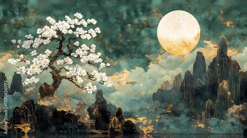 Landscape Chinese Painting Style Mural