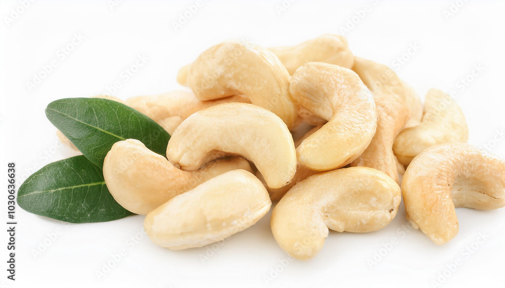 Heap of cashews isolated on white backdrop. Healthy and tasty snack. Super food. Heap of cashews isolated on white backdrop. Healthy and tasty snack. Super food.