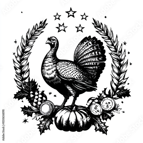 Beautiful Turkey Logo, Thanksgiving Design for Your Corporate and Business Graphic Resource or Creative Project, Ai Generative photo