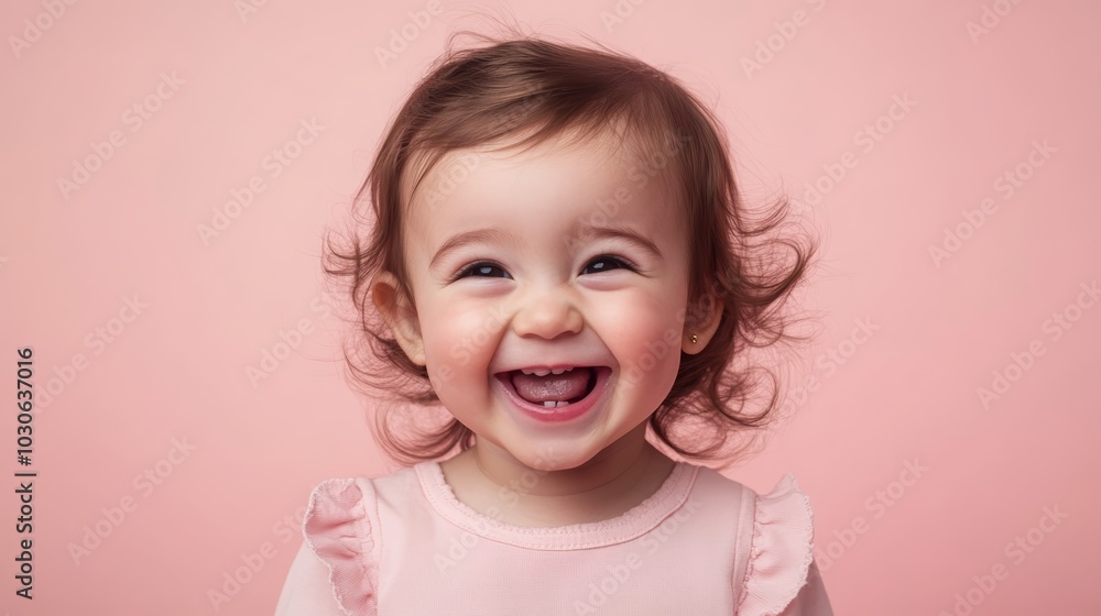 portrait of a cute smiling little girl on pink background portrait of a cute smiling little girl on pink background