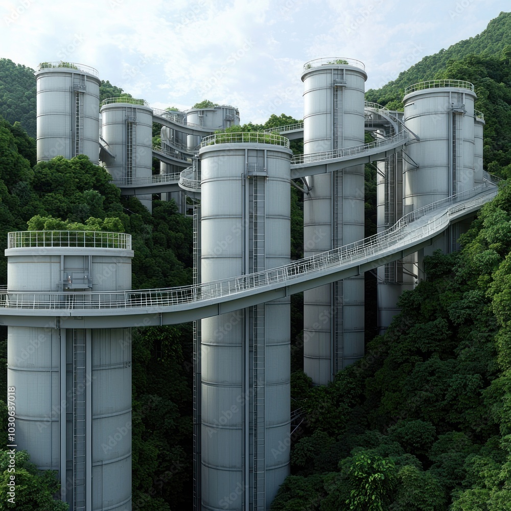 Craft a 3D render of interconnected floating islands representing cloud integration