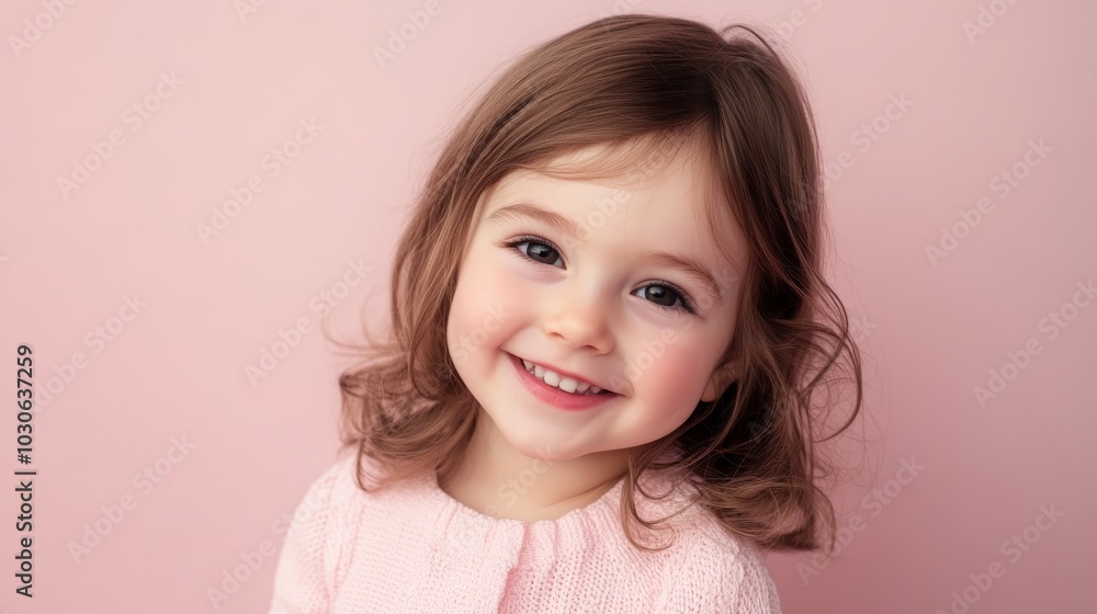 portrait of a cute smiling little girl on pink background portrait of a cute smiling little girl on pink background