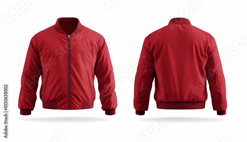 Red bomber jacket isolated on white background. photo