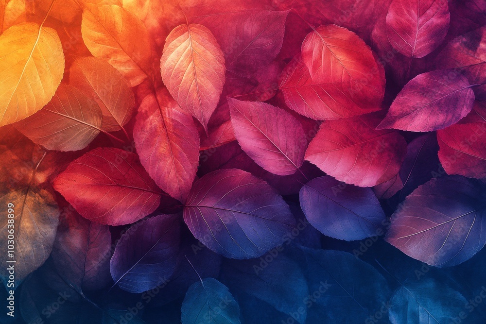 A colorful leafy background with a variety of colors including red, orange A colorful leafy background with a variety of colors including red, orange