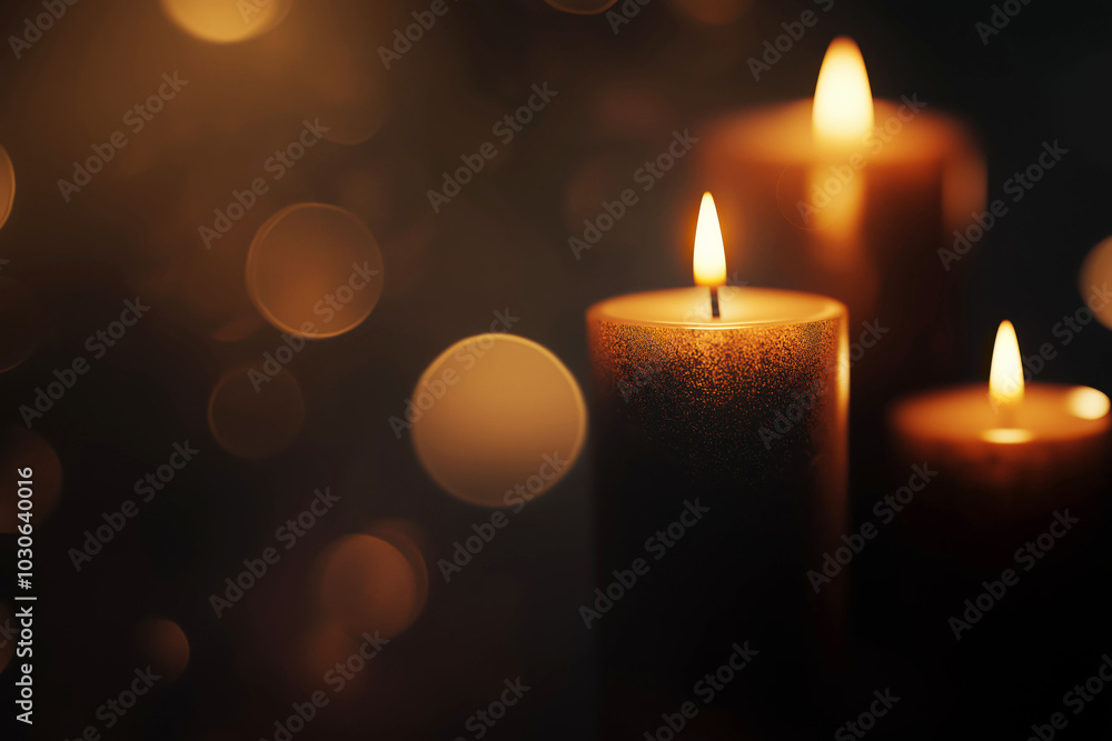 Serene candlelight with glowing bokeh: mood, relaxation, and ambiance in stock photography Serene candlelight with glowing bokeh: mood, relaxation, and ambiance in stock photography