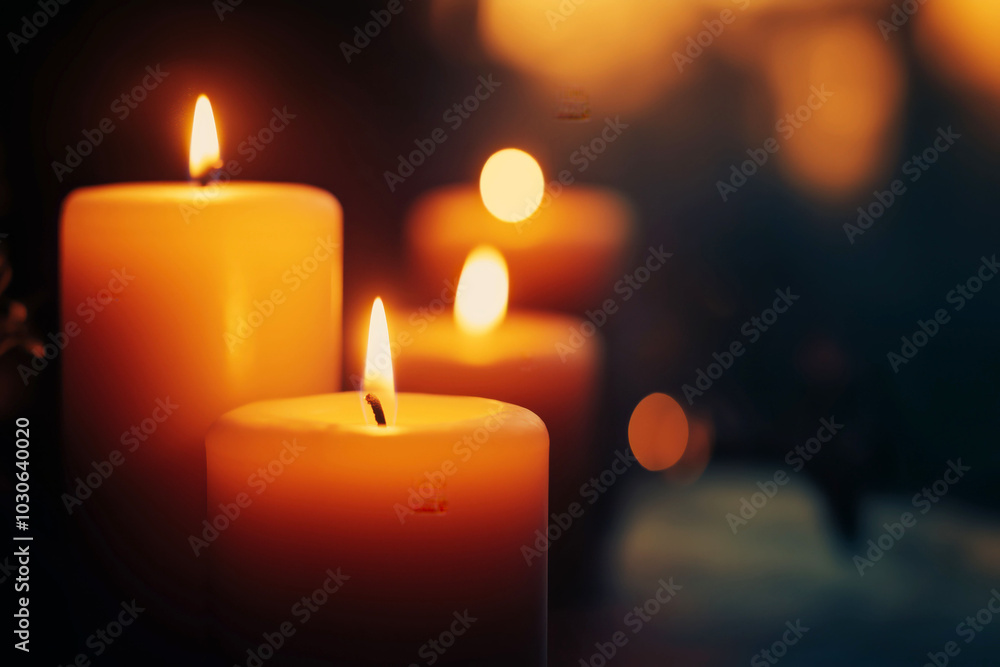 Warm candlelight glow illuminating tranquil evening ambiance in cozy setting Warm candlelight glow illuminating tranquil evening ambiance in cozy setting