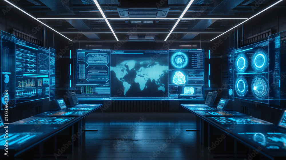 Technology office and big screen Technology office and big screen