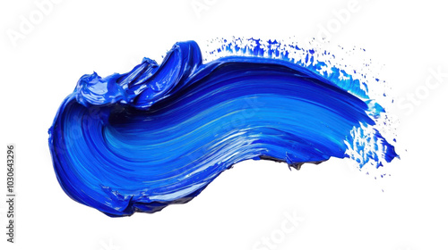 A vibrant blue paint stroke, showcasing texture and movement for artistic purposes.