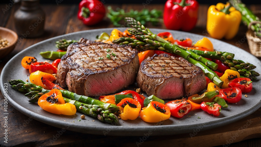 Steak with Asparagus and Colorful Peppers Steak with Asparagus and Colorful Peppers