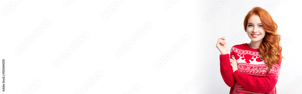 Frau im Renntierpullover Frau im Renntierpullover