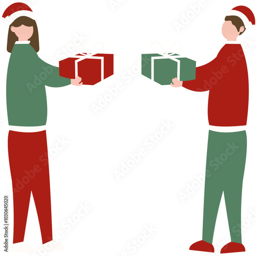 People Celebrate Christmas Illustration