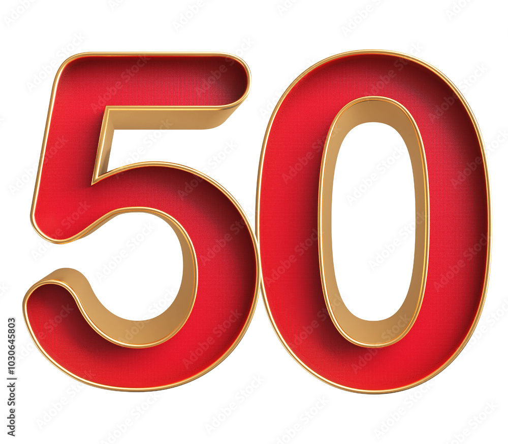 Red 3D Number 50 Red 3D Number 50