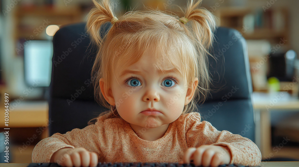 Angry little girl with furrowed brows in a yellow shirt, expressing frustration Angry little girl with furrowed brows in a yellow shirt, expressing frustration