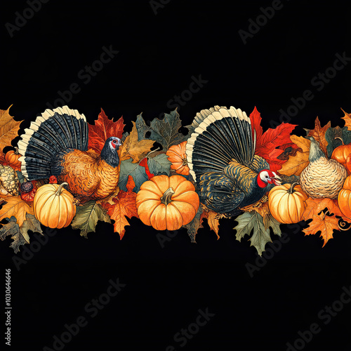 Beautiful Wallpaper with a Turkey Bird Design, Ideal Thanksgiving Poster or Graphic Resource for Creative Project, Ai Generative photo