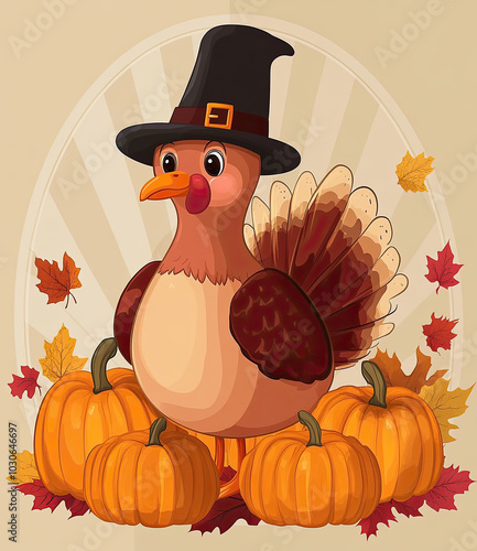 Beautiful Wallpaper with a Turkey Bird Design, Ideal Thanksgiving Poster or Graphic Resource for Creative Project, Ai Generative photo