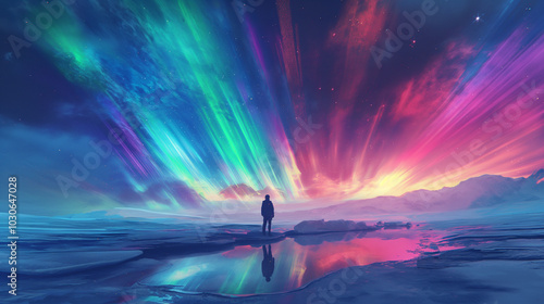 Arctic aurora and people