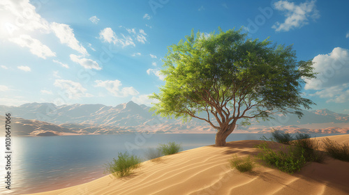 Lake and trees in the desert