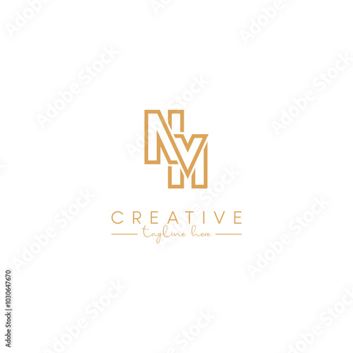 Abstract NM MN Letter Artistic Logo Design. Initial Based Vector Elements.
