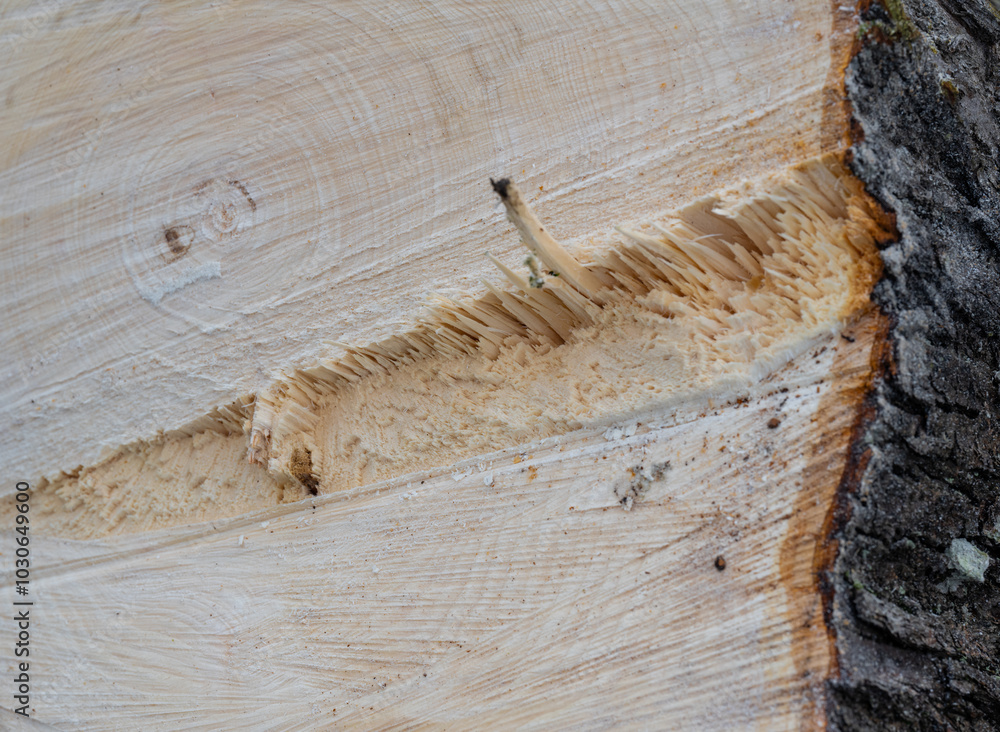 Baumstamm Hintergrund nach dem der Baum gefällt worden ist
