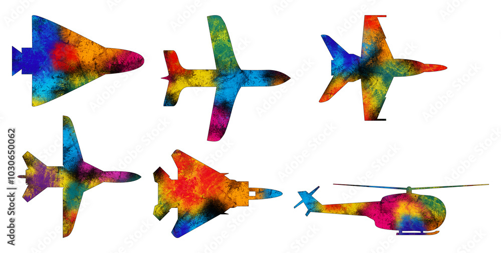Aircraft Icons watercolor Aircraft Icons watercolor