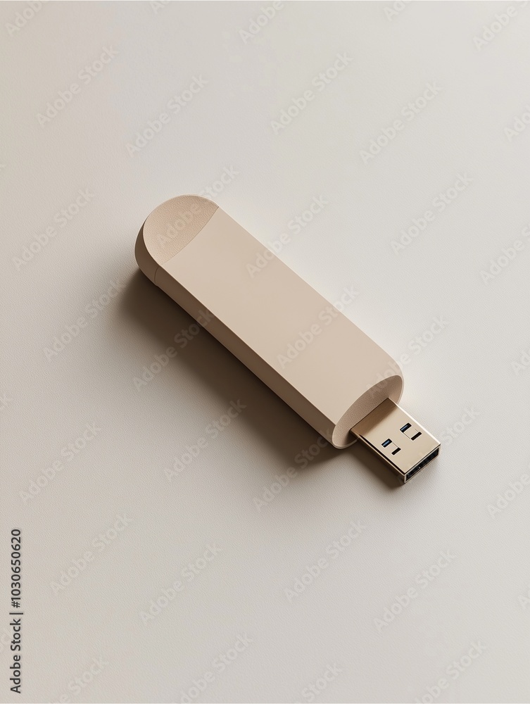 Isolated white USB flash drive with black stick, perfect for storing and transferring data on your computer Isolated white USB flash drive with black stick, perfect for storing and transferring data on your computer
