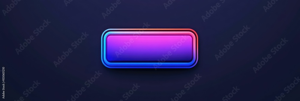 Neon pink and blue rectangle button on dark background. Neon pink and blue rectangle button on dark background.