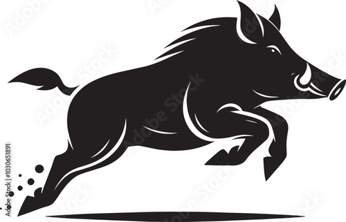 Boar Silhouette isolated on white background Minimalist boar vector shape icon