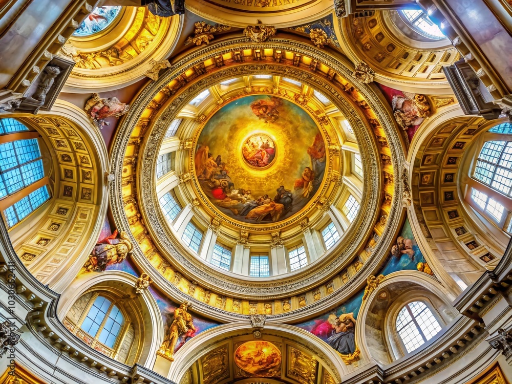 Obraz premium Golden Dome Decoration at Les Invalides, Paris - Stunning Architectural Detail and Design