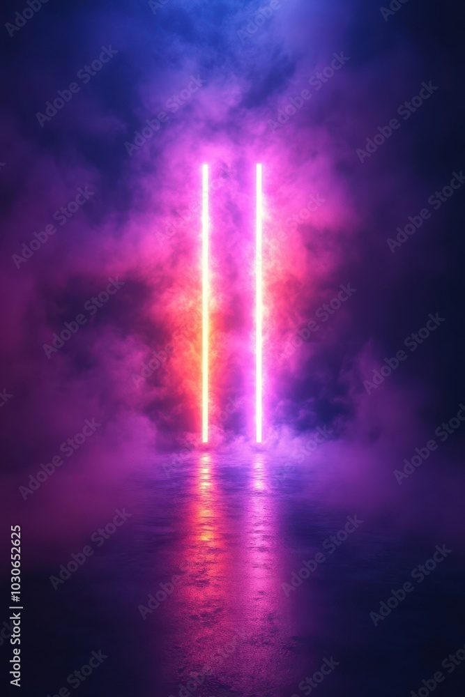 Fototapeta premium Abstract Neon Light and Smoke Scene