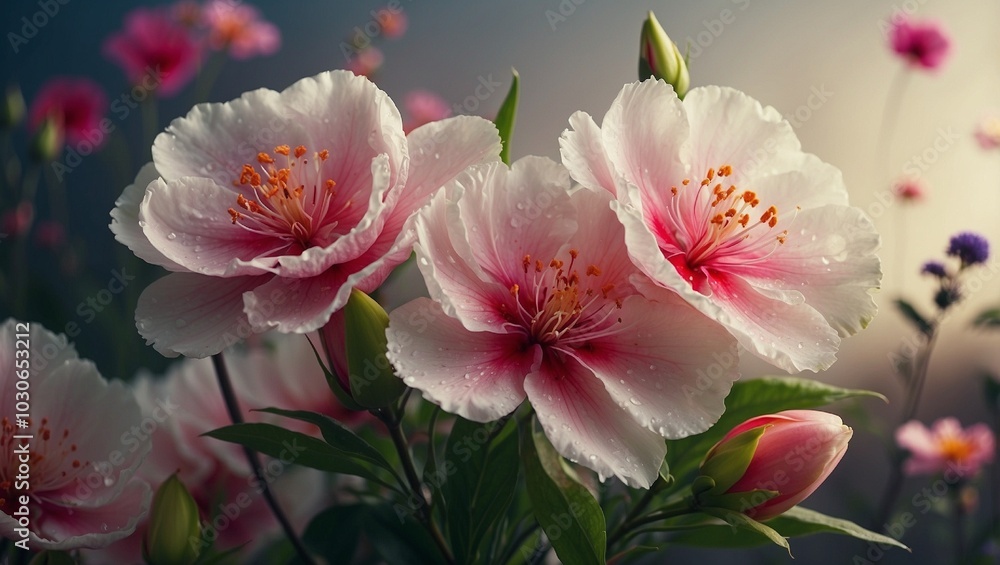 close up of pink and white tulips in a garden, natural beauty of garden close up of pink and white tulips in a garden, natural beauty of garden
