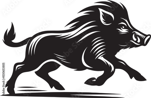 Boar Silhouette isolated on white background Minimalist boar vector shape icon