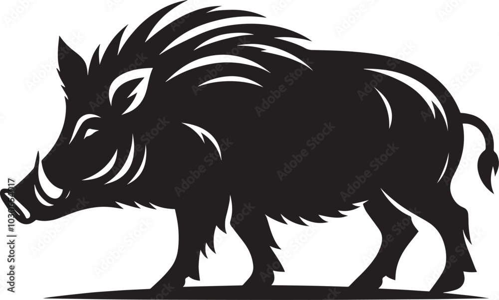 Boar Silhouette isolated on white background Minimalist boar vector shape icon Boar Silhouette isolated on white background Minimalist boar vector shape icon