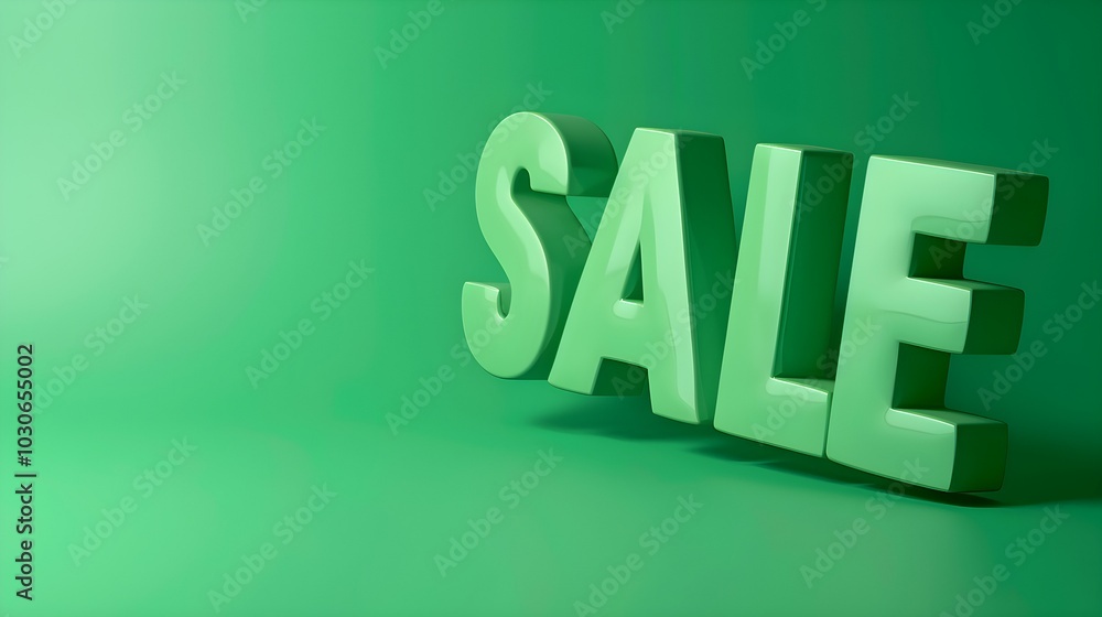 Green 'SALE' Sign on a Green Background with Copy Space Green 'SALE' Sign on a Green Background with Copy Space