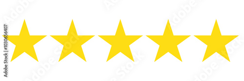 5 stars icon. Five star rating icon. Vector icon set. Feedback of user symbol. Review quality. Button click.